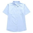 thumbnail image 1 of HAOTAGS Teen Boys Button Down Shirts for School (10-16Years) Solid Color Short Sleeve Lapel Shirts for Boys Light Blue Size 10 Years, 1 of 3