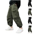 thumbnail image 1 of HAOTAGS Teen Boys Cargo Pants(5-15), Elastic-Waist Trousers with Multi-Pockets Casual Comfy Long Pants Green 12-13 Years, 1 of 7