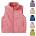thumbnail image 1 of HAOTAGS Teen Boys Girls Fleece Vest(3-17), Zip Up Stand Collar Sleeveless Jacket with Pockets Watermelon Red 6-7Years, 1 of 8