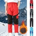 thumbnail image 1 of HAOTAGS Teen Boys & Girls Windproof Fleece-Lined Ski Pants(5-15), Waterproof, Warm Soft-Shell Hiking & Snow Trousers Blue 6 Years, 1 of 6