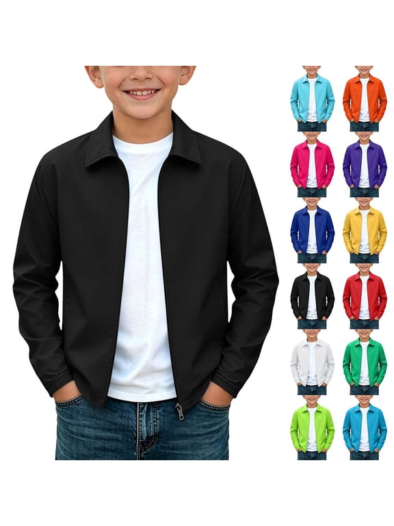 Teen Boys Lightweight Long Sleeve Soft Shell Jacket (7-17) Windproof Water Resistant Outdoor Windbreaker Blue Size 11