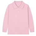 thumbnail image 1 of HAOTAGS Teen Boys Long Sleeve Polo Shirts(2-15) Casual School Uniform Spring Fall Outfits Pink Size 11 Years, 1 of 3
