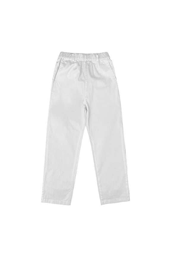 Teen Boys Relaxed Fit School Uniform Pant(3-16) Zipper Closure With Button Casual Stright Type Pants White Size 3 Years