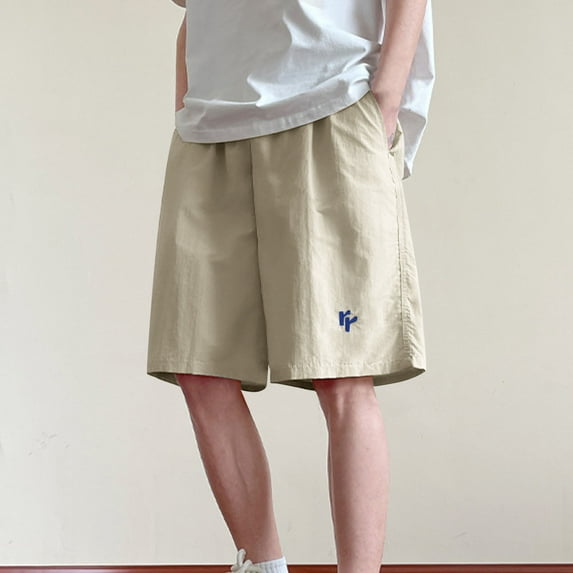 HAOTAGS Teen Boys Shorts(4-17), Quick Dry Sport Shorts Casual Elastic Waist Summer Shorts with Pockets Beige 16-17Years