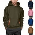 thumbnail image 1 of HAOTAGS Teen Boys Sport Hoodie(4-15), Casual Long Sleeve Hooded Sweatshirts with Pockets Navy 4-5Years, 1 of 5