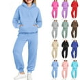 thumbnail image 1 of HAOTAGS Teen Girls 2 Piece Sweatsuits(4-15), Long Sleeve Hoodie with Sweatpants Set Light Blue 3-4 Years, 1 of 6