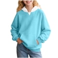 thumbnail image 1 of HAOTAGS Teen Girls Boys Hoodie 2PC(2-15) Long Sleeve Hooded Sweatshirts with Pocket Soft Warm Fall Winter Pullover Top for Kids Light Blue Size 7 Years, 1 of 7
