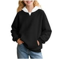 thumbnail image 1 of HAOTAGS Teen Girls Boys Hoodie 2PC(2-15) Long Sleeve Hooded Sweatshirts with Pocket Soft Warm Fall Winter Pullover Top for Kids Black Size 11 Years, 1 of 7