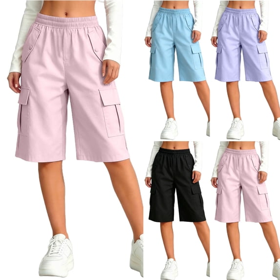 HAOTAGS Teen Girls Cargo Shorts (4-15), Casual Outdoor Lightweight Quick Dry Sport Shorts Pink 6-7Years