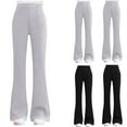 thumbnail image 1 of HAOTAGS Teen Girls Flared Pants, Casual Wide Leg Yoga Pants Stright Leg Long Pants Black 4 Years, 1 of 10