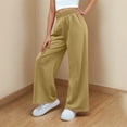 thumbnail image 1 of HAOTAGS Teen Girls High Waist Sweatpants Solid Color Stright Type Pants Khaki Size 12 Years, 1 of 8