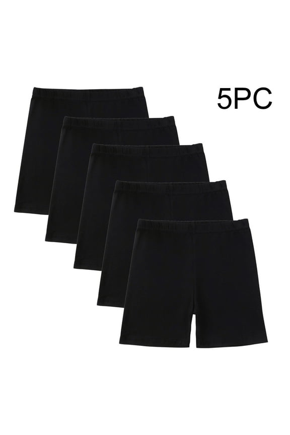 Teen Girls Leggings Shorts 5pc(5-14 Years), Cotton Summer Biker Shorts Elastic Waist Yoga Shorts Black 13 Years