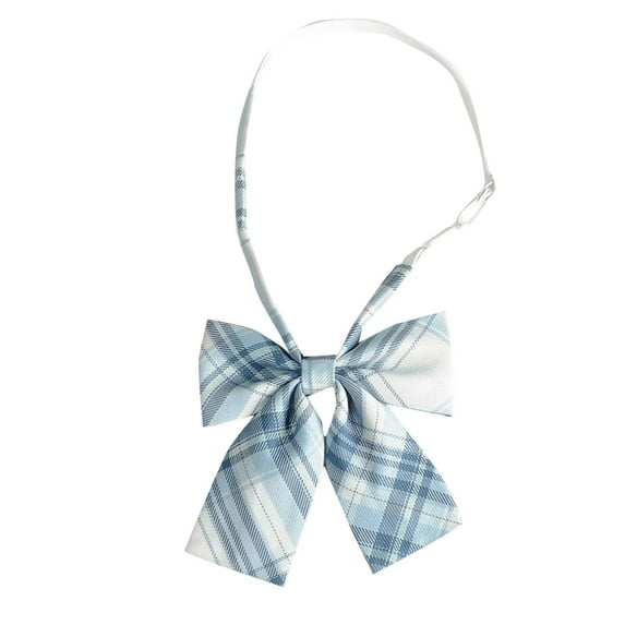 HAOTAGS Teen Girls Plaid Bowtie, Colorful Adjustable Elegant Student Uniform Bow Cosplay Cotume Neckties Light Blue Free Size