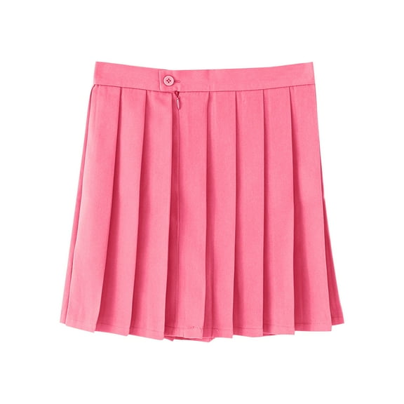 HAOTAGS Teen Girls Pleated Skirt(11-18) Casual School Uniform Zipper Closure with Button A-line Skirt Hot Pink Size 14 Years