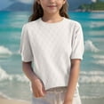 thumbnail image 1 of HAOTAGS Teen Girls Short Sleeve Blouse Tops Casual Round Neck Tshirts Beige 13-14Years, 1 of 4