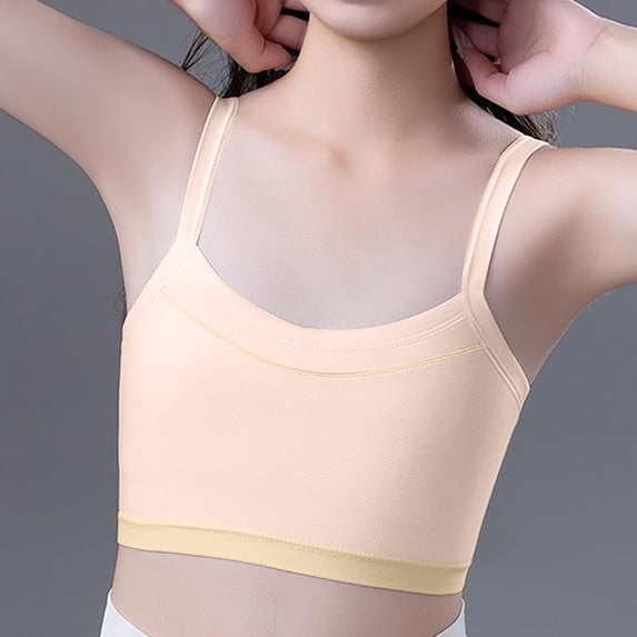 HAOTAGS Teen Girls Solid Color Soft Training Bras (12-15) Comfortable Breathable Student Bra Underwear Pink Size M