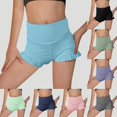 thumbnail image 1 of HAOTAGS Teen Girls Sport Ruffle Shorts（5-15） Casual High Waist Leggings Summer Biker Shorts Light Blue Size 7 Years, 1 of 9