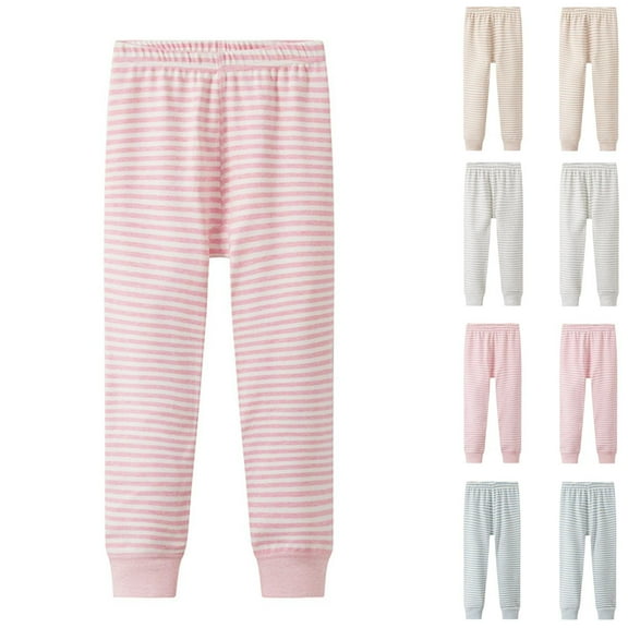 HAOTAGS Teen Girls Striped Pajama Pants(4-15), Fall Winter Warm Loungewear Casual Home Sleepwear Pants Pink 9 Years