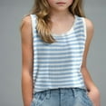 thumbnail image 1 of HAOTAGS Teen Girls Summer Tank Tops Sleeveless Round Neck Striped Tops Blue 10-11Years, 1 of 3
