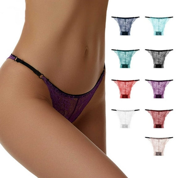 HAOTAGS Thong for Women,Breathability Low-Rise Stretchable V-Strings Underpants Black Free Size