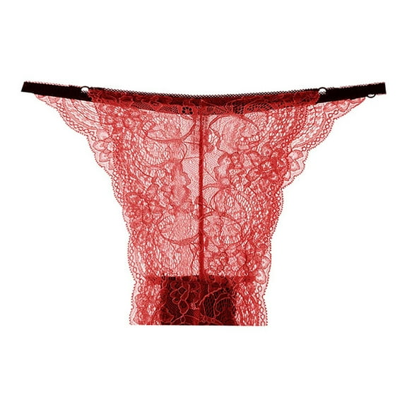 HAOTAGS Thong for Women,Low-Rise Stretchable Breathability V-Strings Underpants Red Free Size