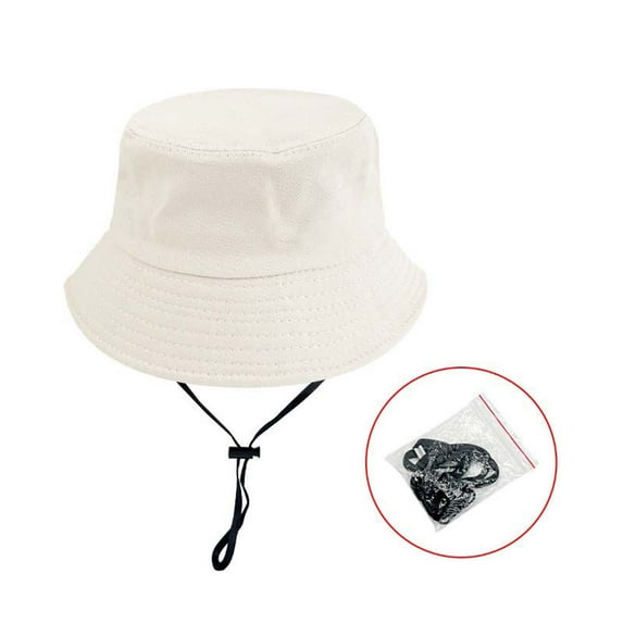 HAOTAGS Girls Sun Hat, Summer Bucket Adjustable Wide Brim Beach Hats Beige Free Size