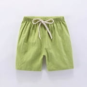 HAOTAGS Toddler Boy Girls Cute Solid Color Shorts Cotton Linen Casual Summer Sports Shorts Green Size 4-5Years