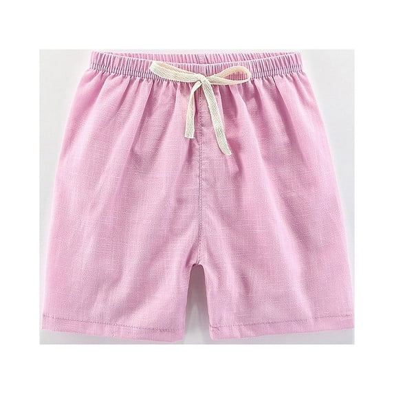 HAOTAGS Toddler Boy Girls Cute Solid Color Shorts Cotton Linen Casual Summer Sports Shorts Purple Size 5-6Years