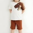 thumbnail image 1 of HAOTAGS Toddler Boys Cute Graphic Print 2 Piece Outfit Set Short Sleeve Tshirts with Shorts Set Brown Size 5 Years, 1 of 3