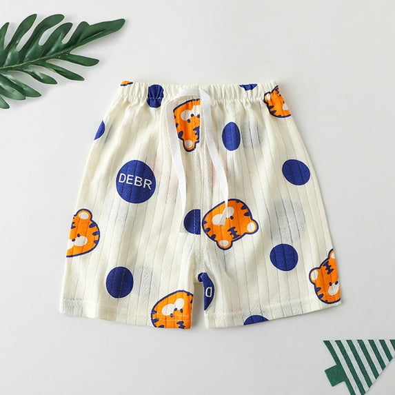 HAOTAGS Toddler Boys Girls Cotton Shorts for Kids Cute Print Lounge Sleep and Play Summer Clothing Blue Size 5-6 Years