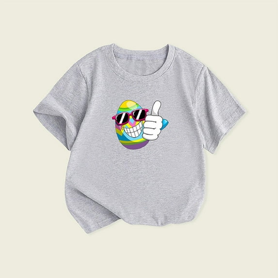 HAOTAGS Toddler Boys Girls Easter Graphic Tshirts Short Sleeve Crew Neck Tee Tops Casual Summer Outfits Gray Size 9 Years