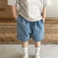 thumbnail image 1 of HAOTAGS Toddler Boys Girls High Rise Denim Shorts, Outerwear Solid Color Summer Cotton Kids Short Pants Blue 1 T, 1 of 3