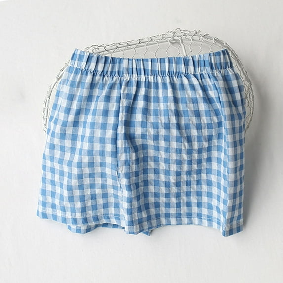 HAOTAGS Toddler Boys Girls Home Shorts, Casual Plaid Shorts for Kids Blue 6 Years