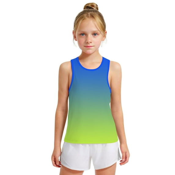 HAOTAGS Toddler Boys Girls Summer Tank Tops Round Neck Sleeveless Gradient Color Tops Blue 12 Years