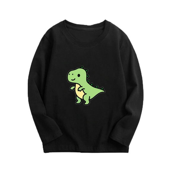HAOTAGS Toddler Boys Girls Sweatshirts , Solid Round Neck Graphic print Casual Spring Fall Winter Pullover Bottoming Tops Black 9 T
