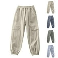 thumbnail image 1 of HAOTAGS Toddler Boys Jogger Pants,Solid Outerwear Elastic Waist Work Pants Kids Cargo Pants Gray 5 Years, 1 of 5