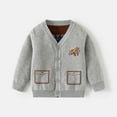 thumbnail image 1 of HAOTAGS Toddler Boys Knitted Sweater, Lapel Graphic Print V-neck Casual Warm Cardigan Gray 5 T, 1 of 9