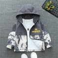 thumbnail image 1 of HAOTAGS Toddler Boys Loose Jackets, Graphic Print Workwear Pocket Long Sleeve Casual Windproof Coats Beige 3 T, 1 of 3