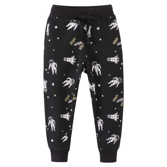 HAOTAGS Toddler Boys Pants, Elastic Narrow-legged Casual Sports Pants Graphic Print Black 3 T
