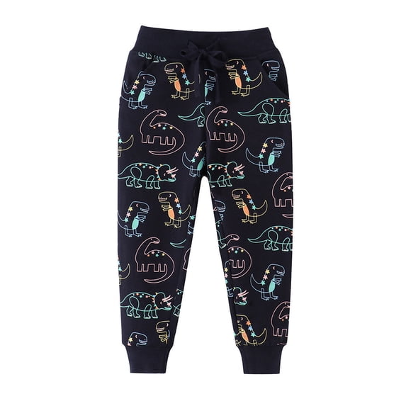 HAOTAGS Toddler Boys Pants, Narrow-legged Graphic Print Elastic Casual Sports Pants Black 4-5 T