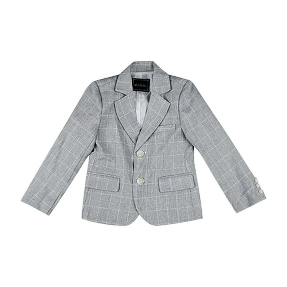 HAOTAGS Toddler Boys Piano Host Jacket , Button Long Sleeve Performance Costume Tops Solid Gray 4 T