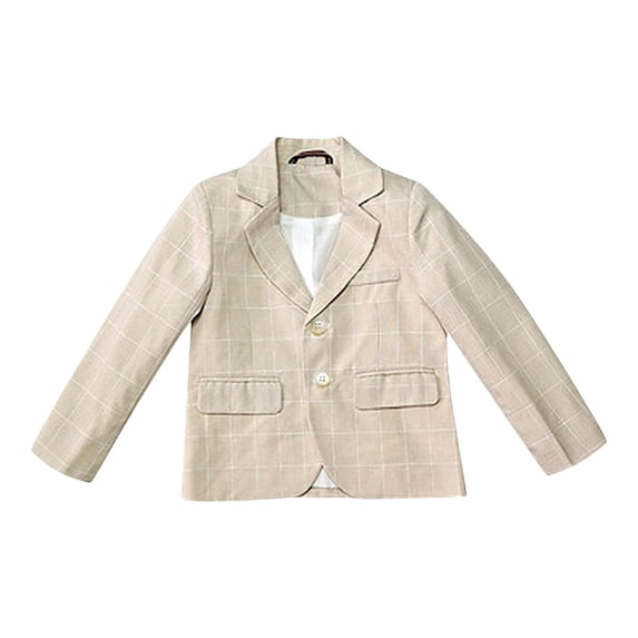 HAOTAGS Toddler Boys Piano Host Jacket , Button Performance Costume Tops Solid Long Sleeve Khaki 7 T