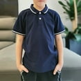 thumbnail image 1 of HAOTAGS Toddler Boys Polo Shirts(3-14Years) School Uniform Short Sleeve Shirts Navy 9 Years, 1 of 8