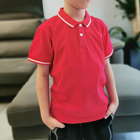 HAOTAGS Toddler Boys Polo Shirts(3-14Years) School Uniform Short Sleeve Shirts Red 9 Years