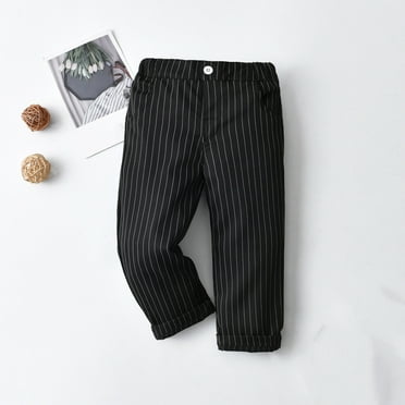HAOTAGS Toddler Boys' Pull-on Relaxed Fit School Uniform Pant With Button Casual Stright Type Pants Black Size 18 Months