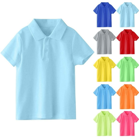 HAOTAGS Toddler Boys School Uniform Polo,Casual Quick Dry Short Sleeve Summer Solid Polo Shirt Light Blue 3-4Years