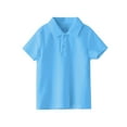 thumbnail image 1 of HAOTAGS Toddler Boys School Uniform Polo,Casual Short Sleeve Quick Dry Summer Solid Polo Shirt Sky Blue 4-5Years, 1 of 7
