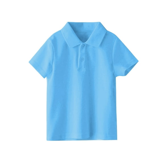 HAOTAGS Toddler Boys School Uniform Polo,Casual Short Sleeve Quick Dry Summer Solid Polo Shirt Sky Blue 4-5Years