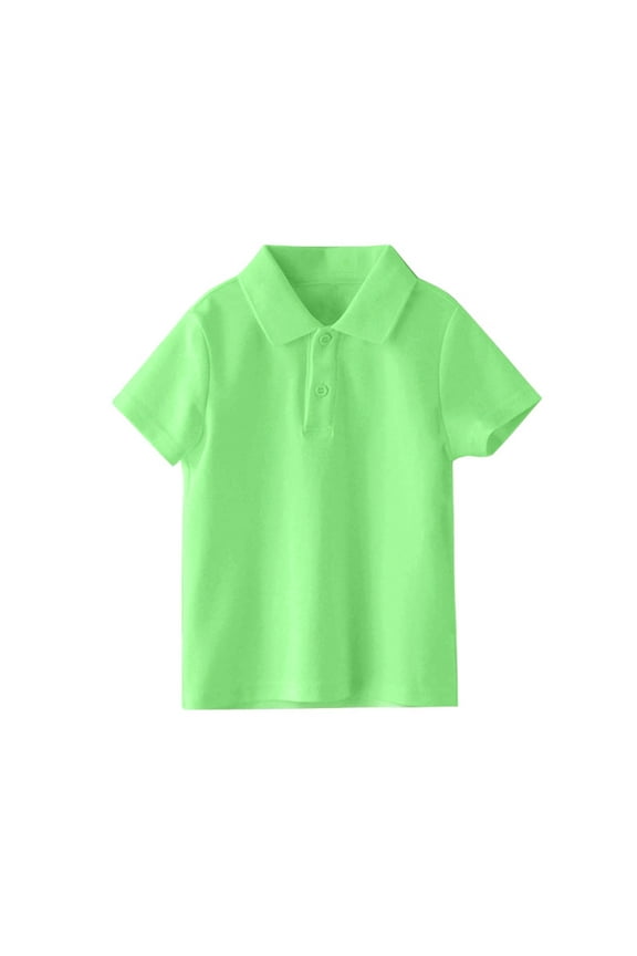 Toddler Boys School Uniform Polo,Short Sleeve Casual Quick Dry Summer Solid Polo Shirt Green 6-7Years
