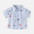 thumbnail image 1 of HAOTAGS Toddler Boys Shirts Short Sleeve Lapel Button Down Tops, Summer Graphic Print Shirts Blue 8 T, 1 of 3